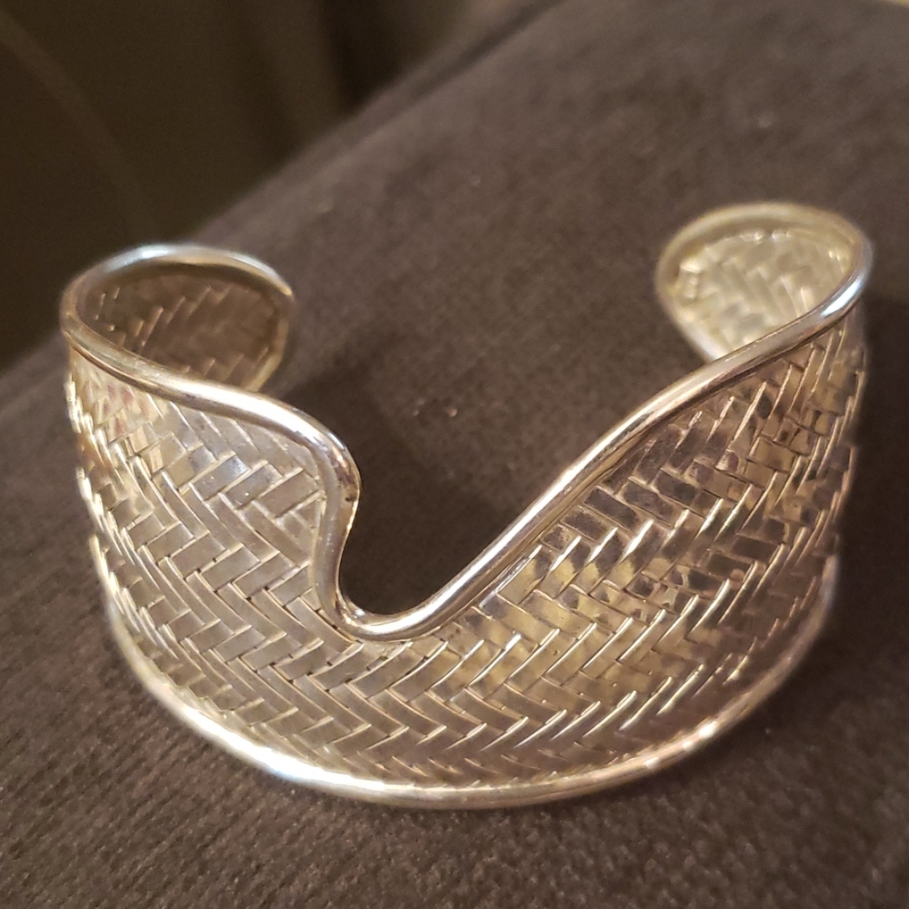 Silver Woven Statement Cuff Bracelet - Women's Jewelry